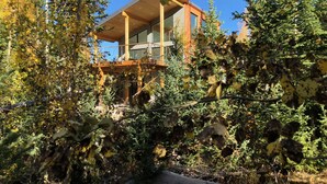 A modern building with large windows, surrounded by dense forest and autumn foliage. - Ski-Access and View Chair 5 Runs From Cabin in Brian Head, UT (Brian Head)