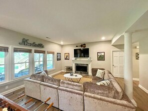 Smart TV, fireplace, video games, table football