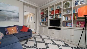 TV, DVD player, books