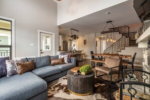 TV connectée, cheminée, chaîne hi-fi