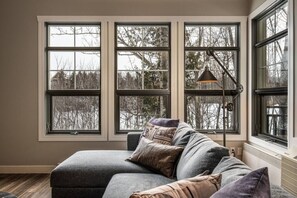 Smart TV, fireplace, stereo