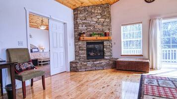 Télévision, cheminée, jeux vidéo, baby-foot