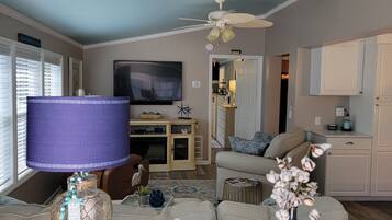 Smart-TV, peis og bøker