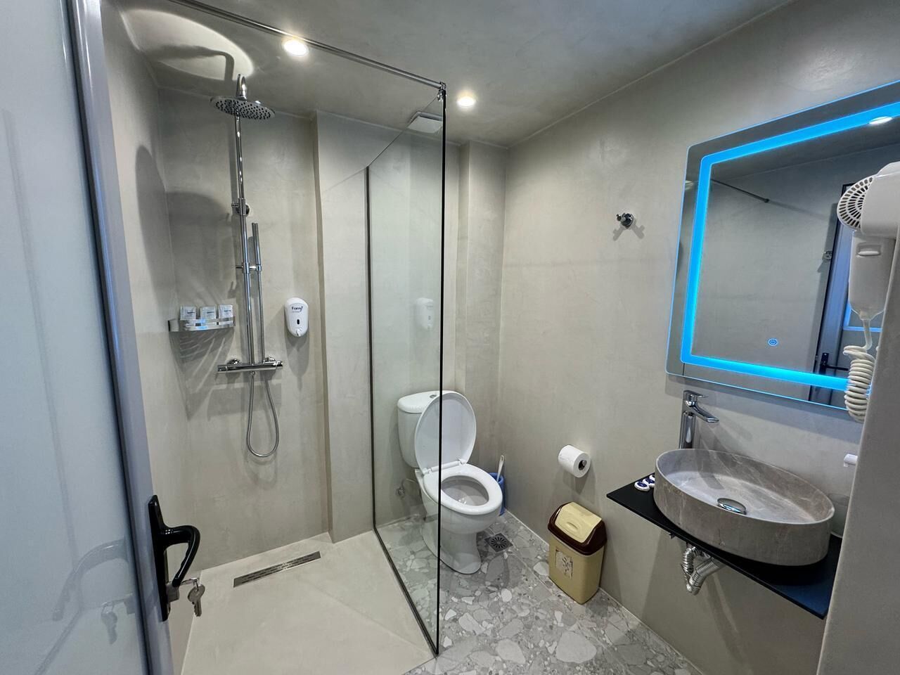 Secador de pelo, toallas