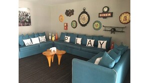 Smart TV, table football, ping pong, books