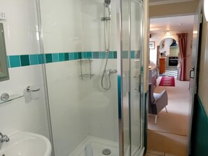 Shower, hair dryer, towels, soap - The Barn,  rural St Ives, dog friendly, ground floor (cornwall)