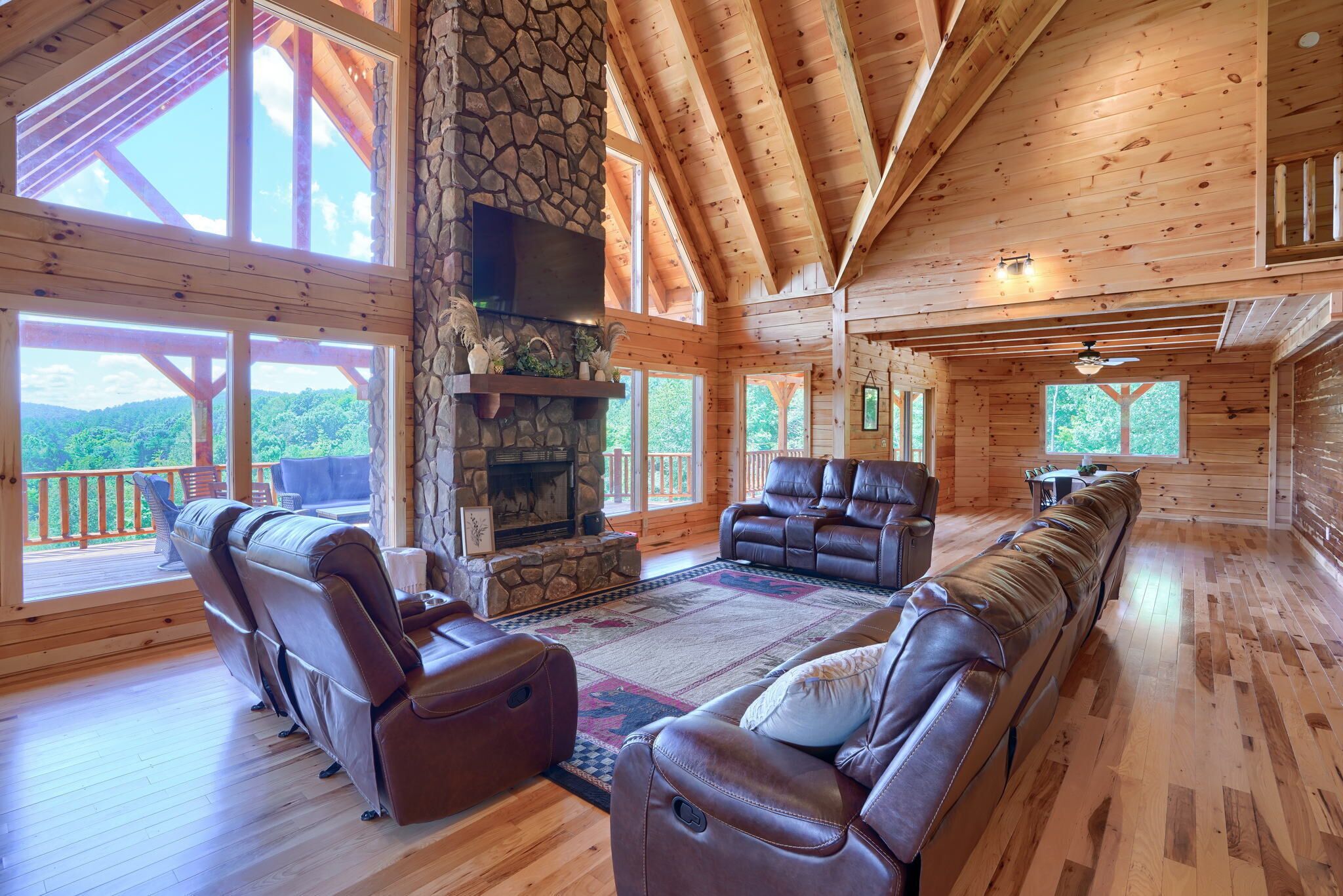 Smart TV, fireplace, video games, DVD player