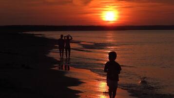 Beach nearby, sun loungers, beach towels
