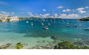 On the beach, sun loungers, beach towels
