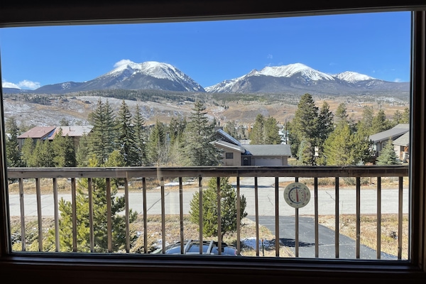 View of Buffalo Mountain from living room, on a blue bird day.