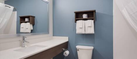 A bathroom with a white sink, a mirror, a toilet, and two towel racks.