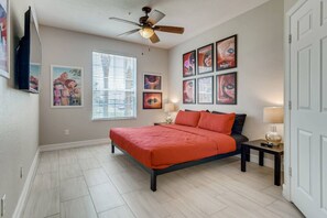 3 bedrooms, desk, iron/ironing board, travel cot