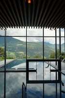 Indoor pool, outdoor pool, pool umbrellas, sun loungers