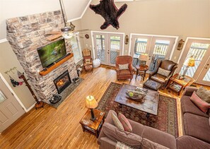 TV, fireplace, video games