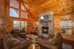 Smart TV, fireplace, DVD player, foosball