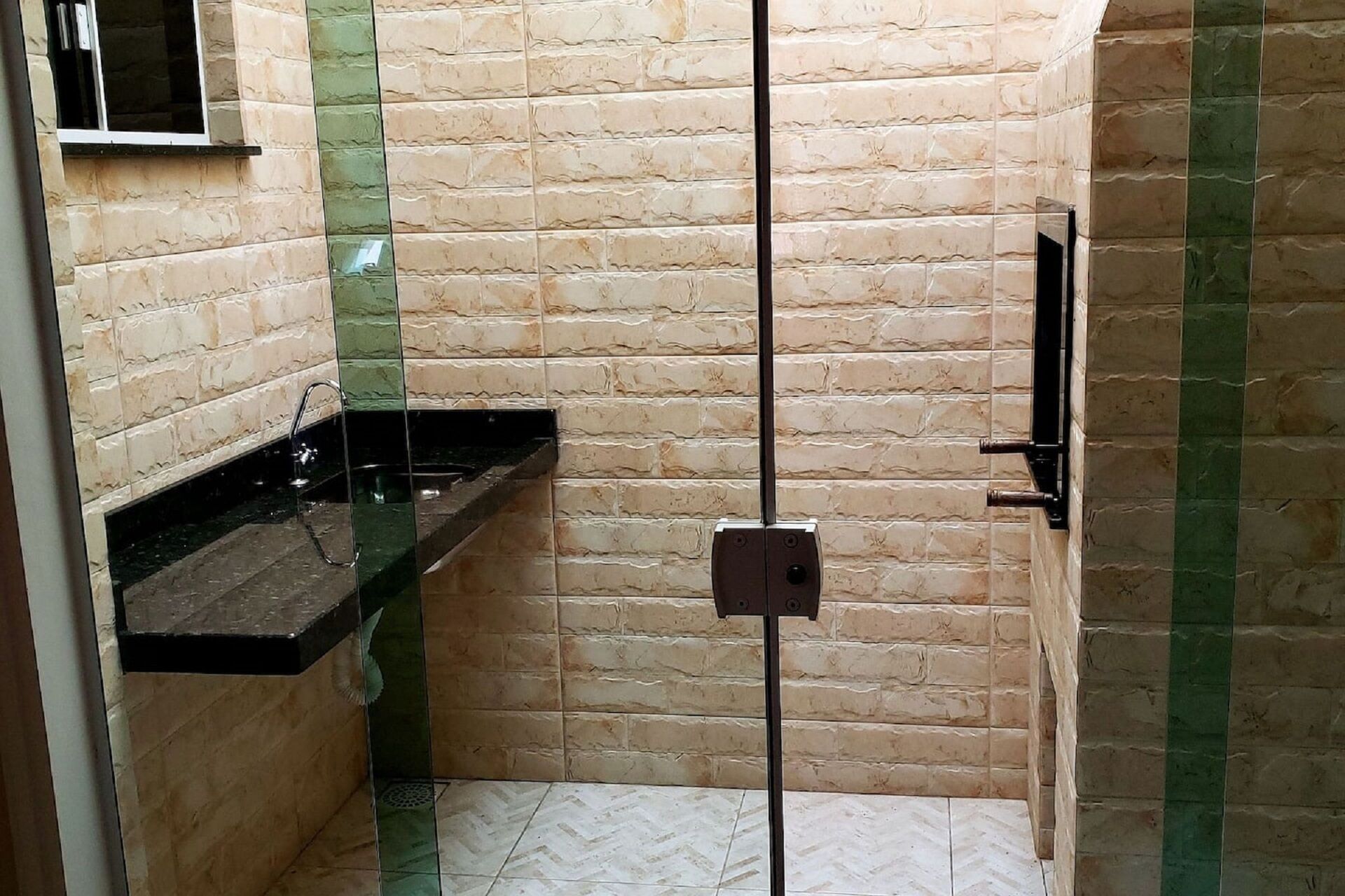 Shower, towels, toilet paper