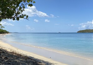 Enjoy sunbathing and swimming on the wide, sandy beach.