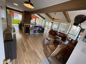 Smart TV, fireplace, DVD player, books - The Orange House, Your Creekside Mountain Getaway! (Andrews)