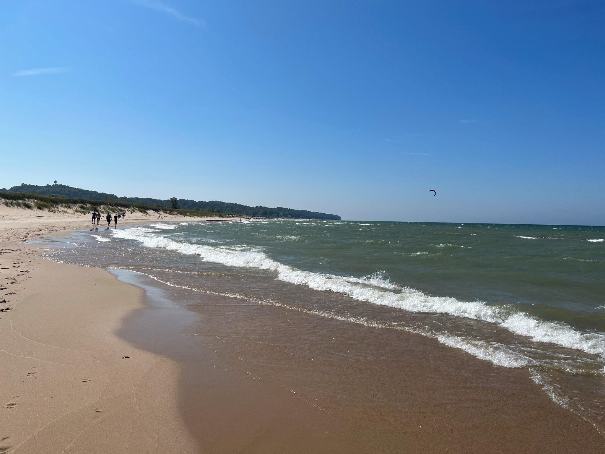 On the beach, sun loungers, beach towels