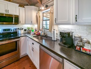 Fridge, microwave, oven, dishwasher