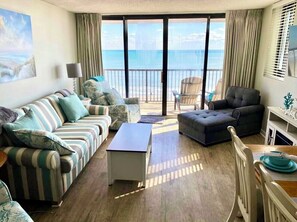 Smart TV, fireplace, books - Direct OCEANFRONT-Gorgeous Luxury Condo Spectacular Views. 3Br 3Ba & 2 Balconies (North Myrtle Beach)