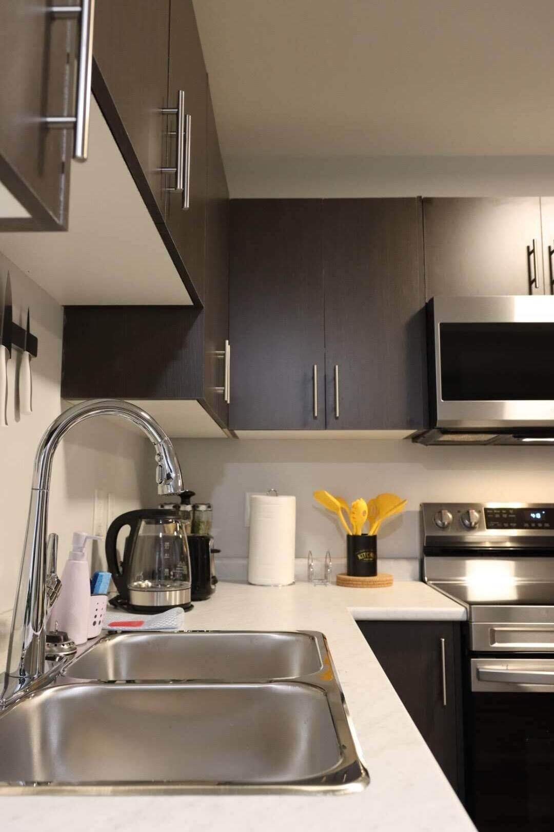 Frigorífico, microondas, horno y placa de cocina