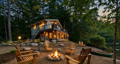 Pond-Side Chalet • Private Beach • Canoe & Kayak • Sleeps 7 • Near Storyland