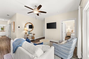 3 bedrooms, desk, iron/ironing board, travel cot