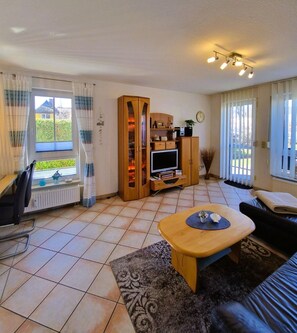 TV, DVD player, stereo