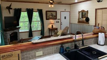 Smart TV, fireplace, video games, books