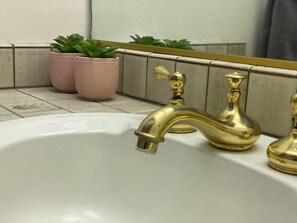 Combined shower/bathtub, jetted bath, hair dryer, bidet