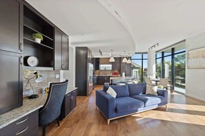 TV, fireplace, video games, offices