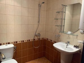 Chambre, 1 chambre, balcon, vue sur la ville | Salle de bain