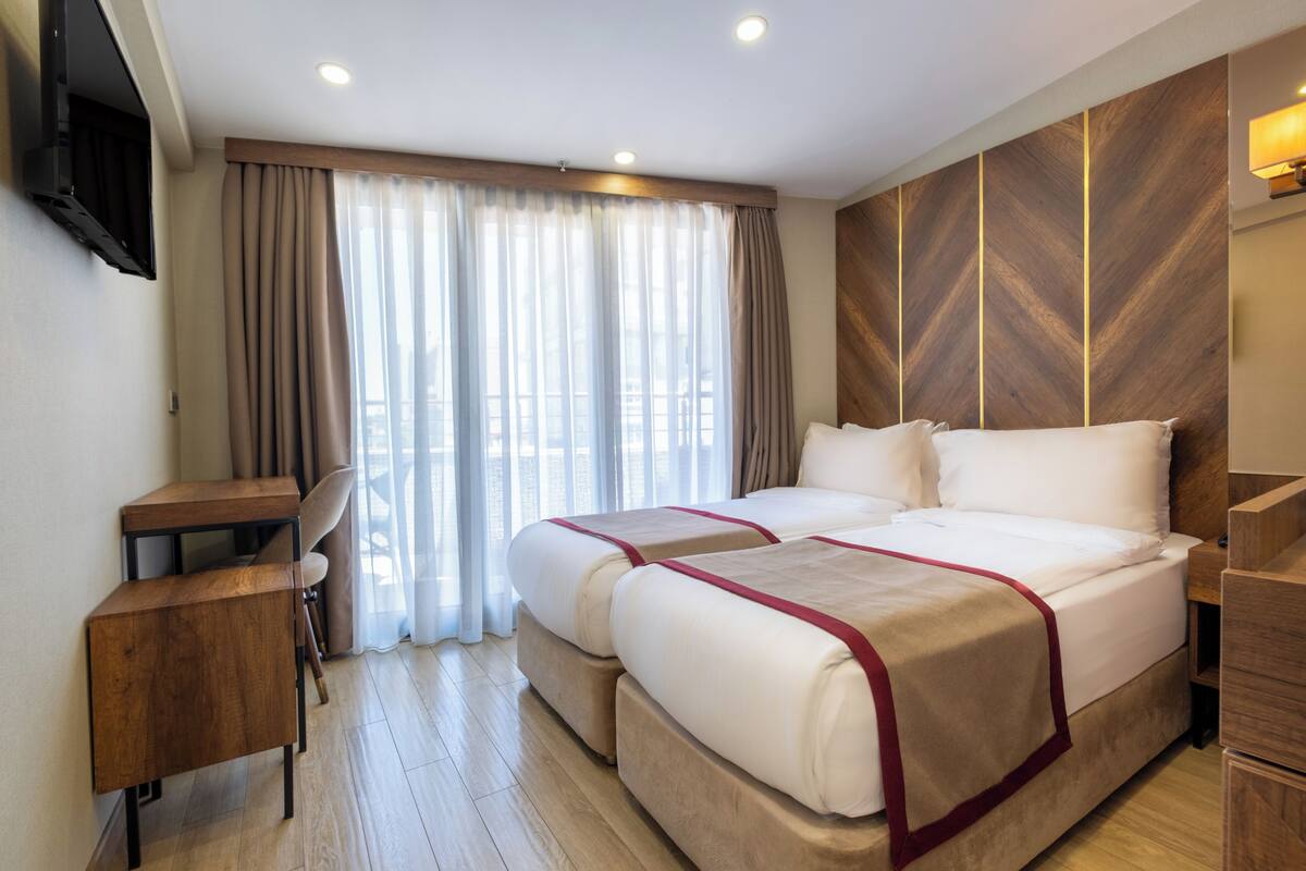 City Twin Room, Terrace, City View | Premium bedding, in-room safe, desk, laptop workspace