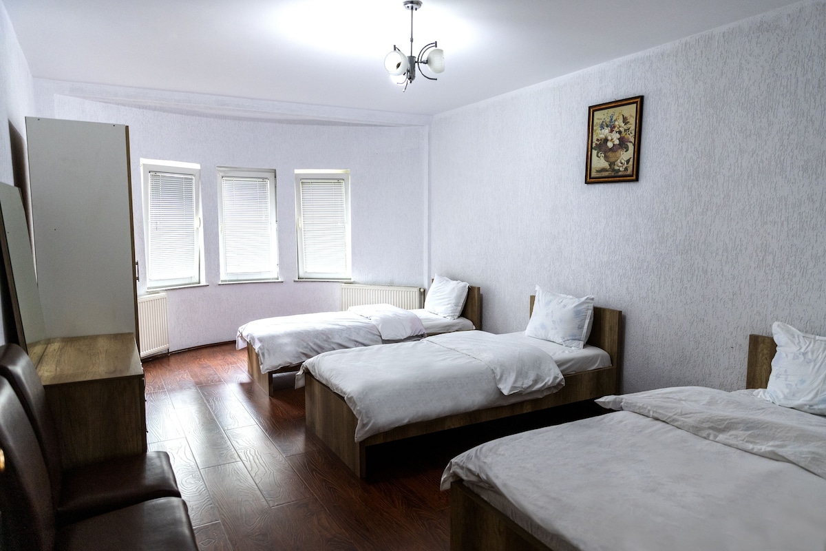 Escritorio, wifi gratis y ropa de cama 