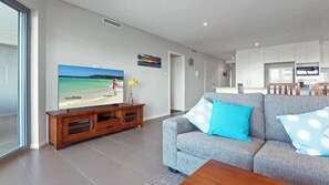 TV, DVD player, books