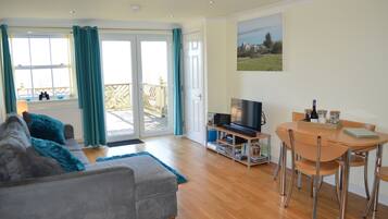 Smart TV, DVD player, books, video library