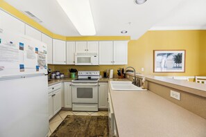 Microwave, dishwasher, coffee/tea maker, toaster