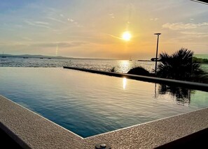 Outdoor pool, a heated pool - Jimmys Beach Privlaka: Penthouse dream, right by the sea and heated pool (Privlaka)
