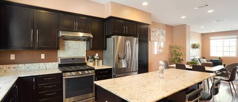 Fridge, microwave, oven, dishwasher