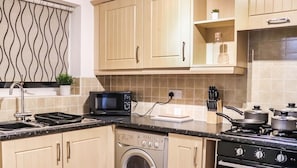 Fridge, microwave, oven, toaster