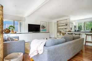 Smart TV, Netflix, streaming services, stereo