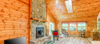 Updated cabin with wraparound deck & forest view - dog-friendly