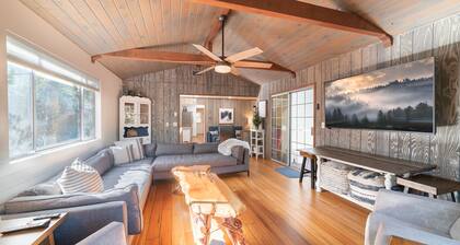 Spring Season our Cabin Home Backing Preserve with Deck, Grill and Gas Fire Pit