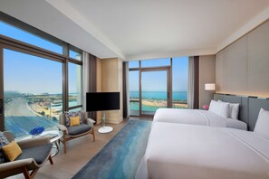 Premium bedding, down comforters, pillowtop beds, minibar