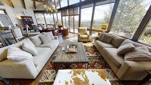 TV, fireplace - Bobcat Peak - New Property - Luxury Mountain Home - Hot Tub - Secluded - WiFi - (Red River)