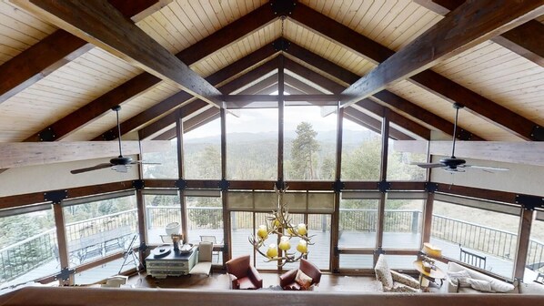 TV, fireplace - Bobcat Peak - New Property - Luxury Mountain Home - Hot Tub - Secluded - WiFi - (Red River)