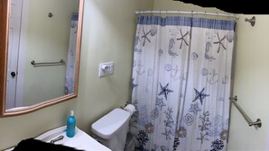A bathroom with a toilet, sink, and a mirror. - 1st Class Rentals Munson Manor VIII at 1 Columbia Street a 1 Bedroom Apartment (Oneonta)