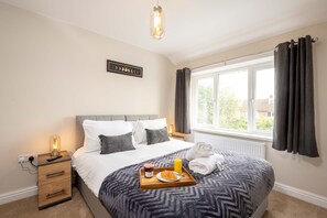 6 bedrooms, blackout curtains, iron/ironing board, travel cot