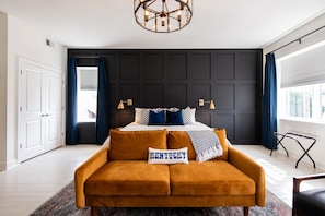 1 bedroom, desk, iron/ironing board, travel cot